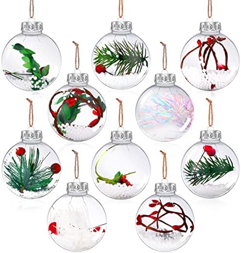 20 חתיכות חג המולד הנורה כדורי קישוט ברור חג המולד פלסטיק זכוכית כדור קישוטי שלג למילוי בלתי שביר כדור חורף עץ חג המולד כדור חג המולד