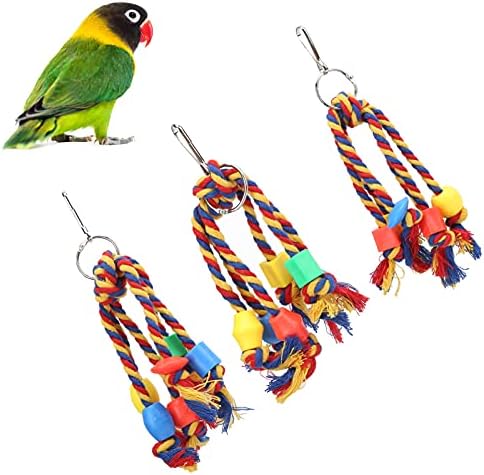 PSSOPP צעצוע לעיסת ציפורים צבעוני חבל כותנה צבעוני לעיסת צעצועים כלים לטיפול בציפורים לכלי לטיפול בודגי Parakeet Cockatiel Conure Lovebird