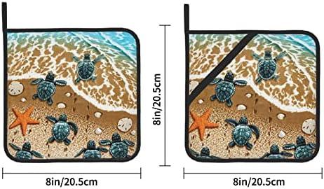 צבים על חוף סיר מחזיק תנור רפידות : סיר מחזיק חום עמיד סיר של 2 לבישול מיקרוגל ברביקיו ואפייה