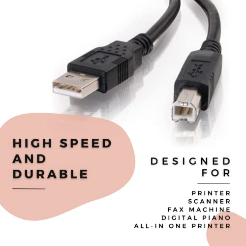 Digitmon 3 ft שחור A-Male עד B-Male USB 2.0 כבל מדפסת מהירות גבוהה למיכל חכם HP פלוס 551 מדפסת אלחוטית All-in-One 6HF11AB1H