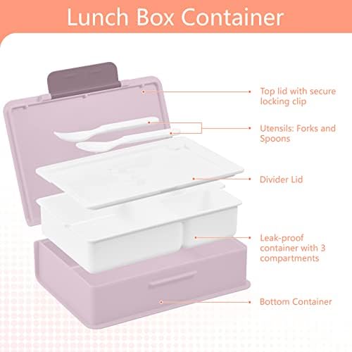 MCHIVIVER BOTANICA BENTO BENTO BOX BOX BOX BOX עם ידית מיכל ארוחת צהריים ניידים עם מזלג כף קופסת ארוחת צהריים בנטו אטום דליפות לילדים