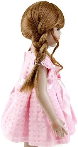 מוזיוויג בגין 18 בובה אמריקאית, חום מתולתל חום מתנגד לשיער בובה תמורת 18 בפאה בובות, פאה בובה אמריקאית, שיער בובות שורות עבור בובה בגודל