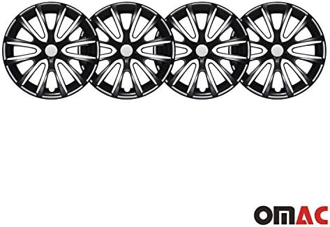 OMAC HubCaps 16 אינץ 'לטויוטה טקומה שחור לבן 4 יח'. כיסוי חישוקי גלגלים - כובעי רכזת - החלפת חוץ של צמיג מכוניות