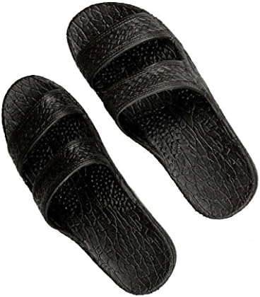 שחור גומי שקופיות סנדל נעל, נוח להחליק על, הוואי יוניסקס שחור סנדלי