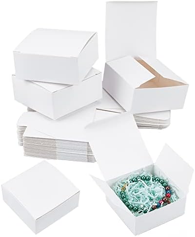פנדהול 30 יחידות קופסת מתנה לבנה, 3. 5 על 3.5 על 1.5 אינץ ' קופסת נייר קראפט אריזת קופסא קרטון לטובת קופסאות פינוק קופסא מתנת נייר מתקפלת