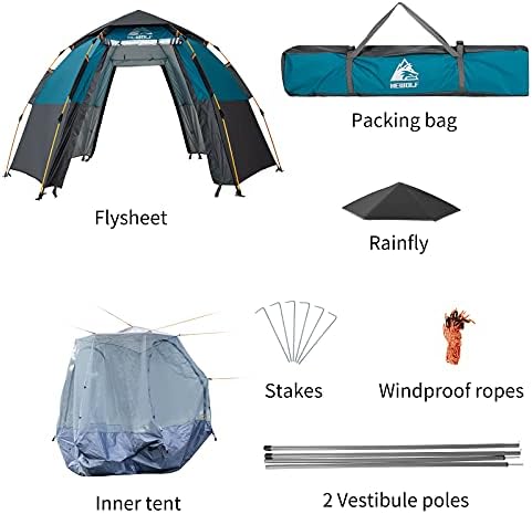 אוהל קמפינג מיידי עמיד למים עמיד למים - 2/3/4 אדם קל הגדרה מהירה אוהלים משפחתיים לקמפינג, גיליון זבוב שכבה כפולה יכול לשמש כגוון שמש קופץ