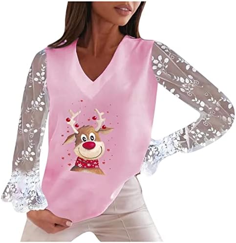 סוודר חג מולד מכוער נשים שנה חדשה 2023 מצחיק הדפס חמוד דפסת טי טריקו