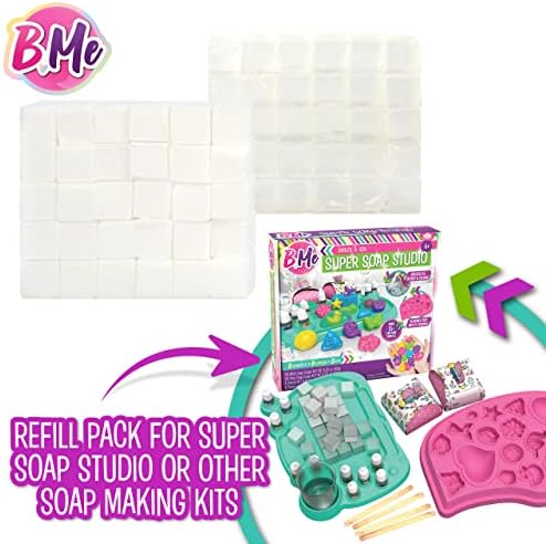 B ME ME DIY SOAP PACK מילוי מילוי מילוי- 60 קוביות סבון לערכת סטודיו SUPER SOAP- 30 קוביות סבון לבנות כלולות- הכינו סבון משלכם לבנים-