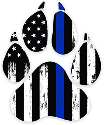 Gritkulture דק קו כחול כלב כלב מדבקות מדבקות 4 אינץ 'x 3.6 אינץ' מדבקת מדבקות משטרת משטרת קו כחול מדבקה 2x3 מדבקות דגל אמריקאיות אמריקאיות