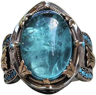 חקוק כחול חן טבעת שני טון בציר חן נישואים קריסטל טבעות סט