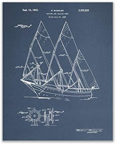 מפרשית פטנט קיר תפאורה - סט של 6 שיט אמנות הדפסי