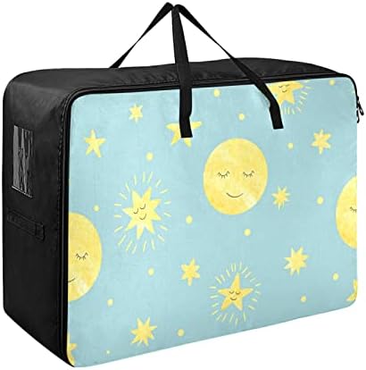 ALAZA ירח ישן וכוכבים שקית אחסון גדולה במיוחד שטח חוסך שטח כביסה תיק כביסה שמיכת מצעי מזוודות מזוודות מארגן אחסון ארונות בגד
