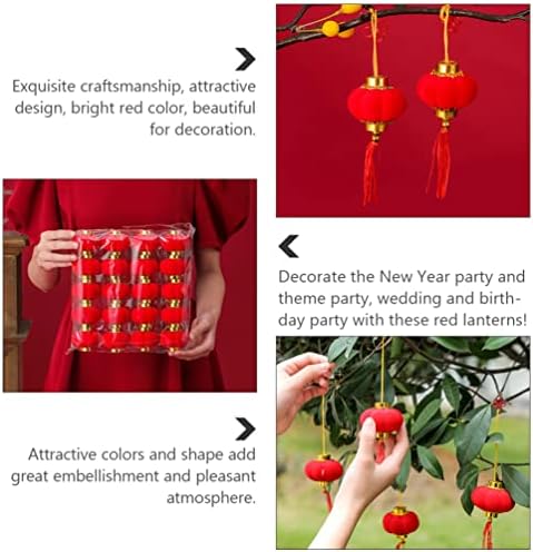 Soimiss RJ Plush 16 יחידות פנסים אדומים תלויים פנס סיני קישוט ראש השנה הסיני לחתונה פסטיבל האביב תלוי בקישוט צ'ימי קטיפה