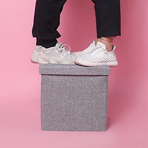 Zsfbiao פשוט אחסון באחסון באחסון בדים שרפרף נעל מתקפל ספסל רגל יכול לשבת עם קופסאות אחסון מכסה צואה צואה להחלפת צואה