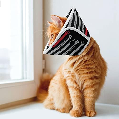 נגר ברזל ארהב דגל כלב קונוס צווארון מתכוונן לחיות מחמד התאוששות צווארון מגן צווארון לכלבים חתולים