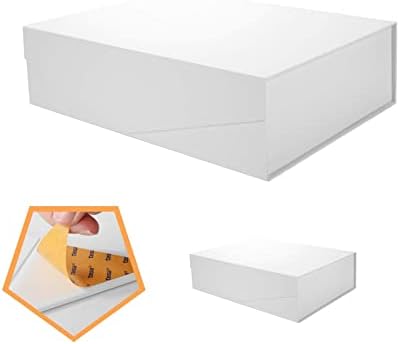 Packqueen 5 קופסאות מתנה גדולות, קופסאות מתנה לבנות עם מכסים, 13.5x9x4.1 אינץ 'סגירה מגנטית קופסאות מתנה למתנות, קופסאות הצעה לשושבינה