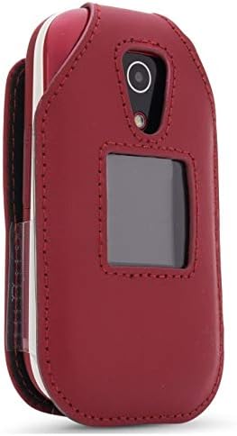 מארז מצויד עור לצרכן Doro 7050, Tracfone Doro 7050L טלפון Flip - תכונות: קליפ חגורה מסתובב, מסך והגנה על לוח מקשים והתאמה מאובטחת