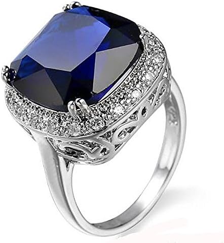 תכסיס פיילין חג המולד תכשיטי מתנה סופר ענק כיכר לחתוך לונדון כחול טופז כסף טבעת גודל 6-10