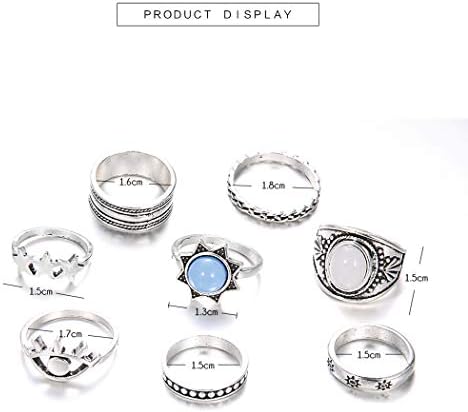 טבעות וינטג 'של קמפסה טבעות אופל הגדרת טבעת כסף משותפת אצבעות אצבעות אביזרי אצבעות יד לנשים ונערות