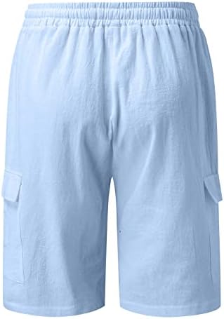 מכנסיים קצרים מזדמנים של Hehoah Mens, פשתן כותנה מוצקה של גברים מכנסיים מכנסיים של כיס חוף מכנסיים קצרים