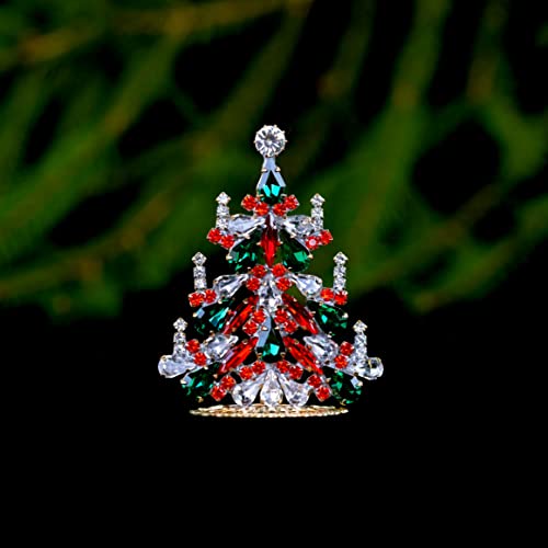 עץ העידוד החגיגי, עץ חג המולד וינטג 'קטן בעבודת יד עם אבני חן צלולות וצבעוניות שנחתכות לצורת טיפה ונרות מאבני חן קטנות.