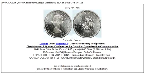 1964 CA 1964 קנדה קוויבק שארלוטטאון עתיקה 1 $ 1 טוב לא מוסמך