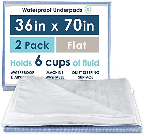 רפידות מיטות עמיד למים של מגן יבש לבריחת שתן - סופג תחתון רחיץ סופג - רפידות מזרן לילדים או למבוגרים - שטוח, 36x70 אינץ '
