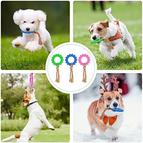 צעצועי בקיעת שיניים של גורי קובי עם חבלים כותנה, 3 יח 'צעצועים לחיזה חמודים בצורת שמש לשיניים אוראליות כלב מרגיעות גרוט 360 מעלות שיניים