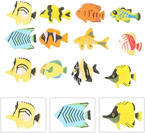 12 חתיכות מלאכותי נע דגים, פלסטיק צף דגים, כמו בחיים דגי קישוט אקווריום קישוטי דגי טנק זוהר צעצועי ילד צעצועי ילד צעצועים