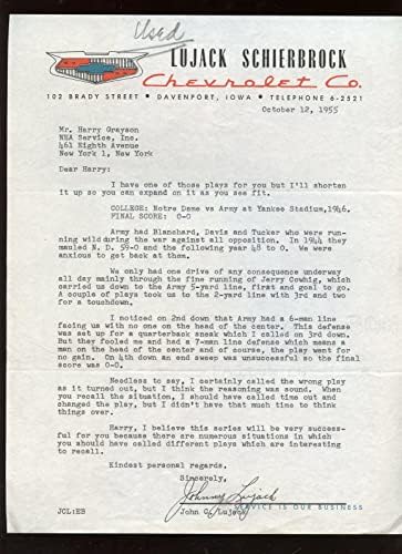 מקורי משנת 1955 ג'וני לוג'ק שברולט חתימה הולוגרמה מכתבים - NFL חתימה על חתימה שונות של פריטים שונים